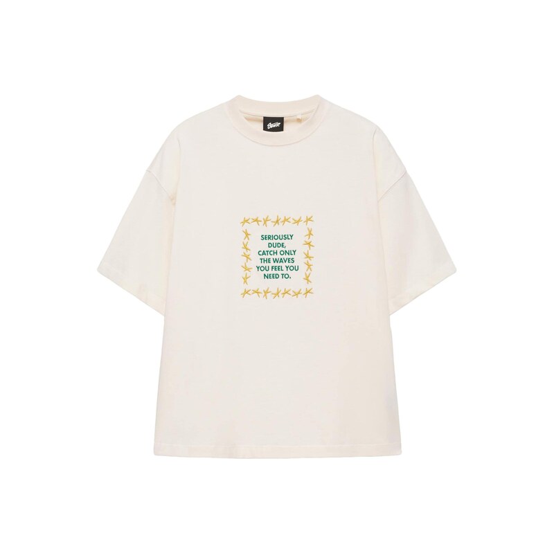 Pull&Bear Tričko STWD COMMUNITY TRIPLE STAR světle béžová /