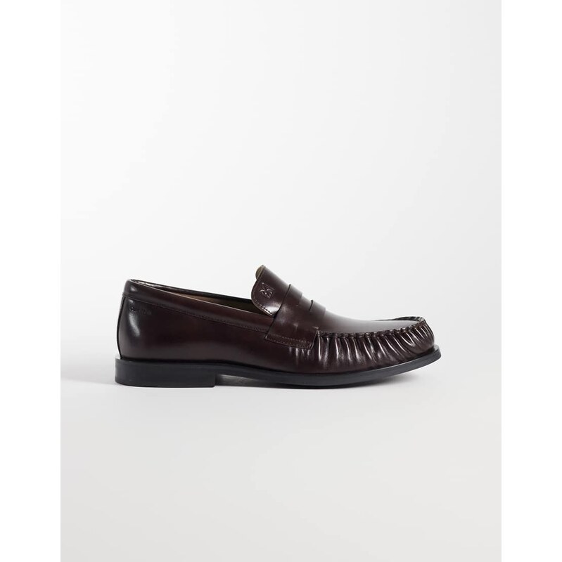 Calvin Klein leather loafer in burgundy-Red