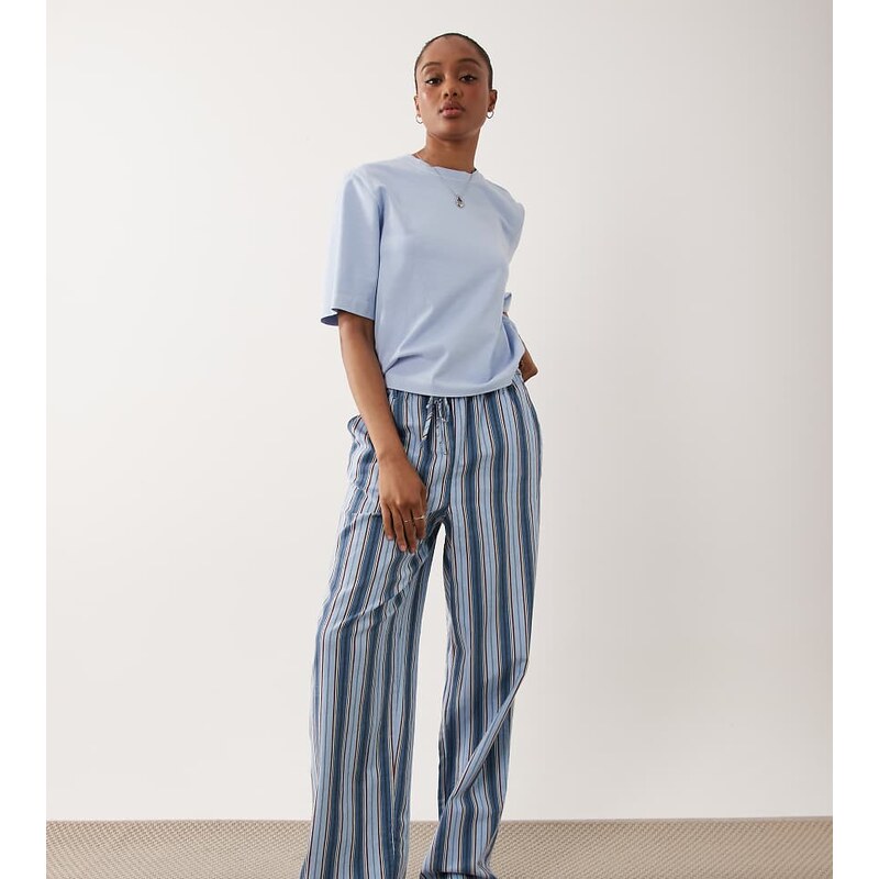 ASOS Tall ASOS DESIGN Tall pull on trousers in blue stripe
