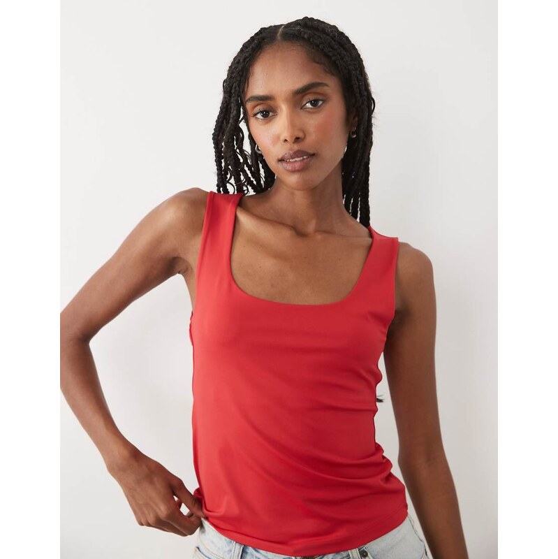 Mango Teen sqaure neck vest in red