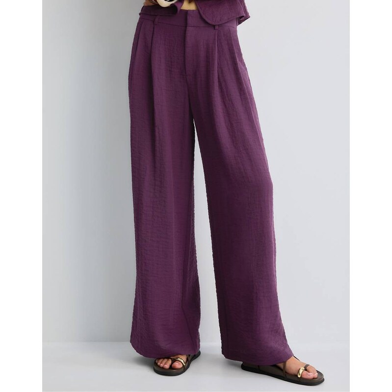 Stradivarius Rustic wide-leg trousers in purple