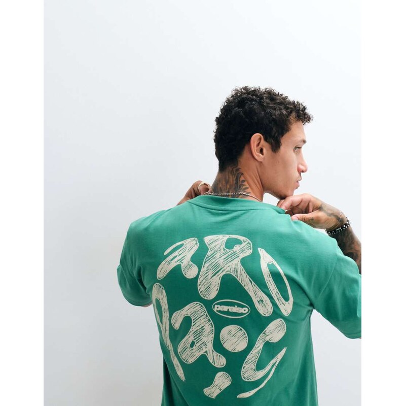 ASOS DESIGN relaxed t-shirt with paraiso bubble graphic in green