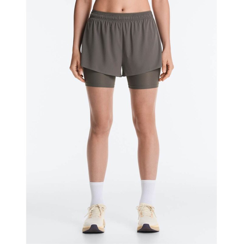 OYSHO Mid rise 2-in-1 technical shorts in black