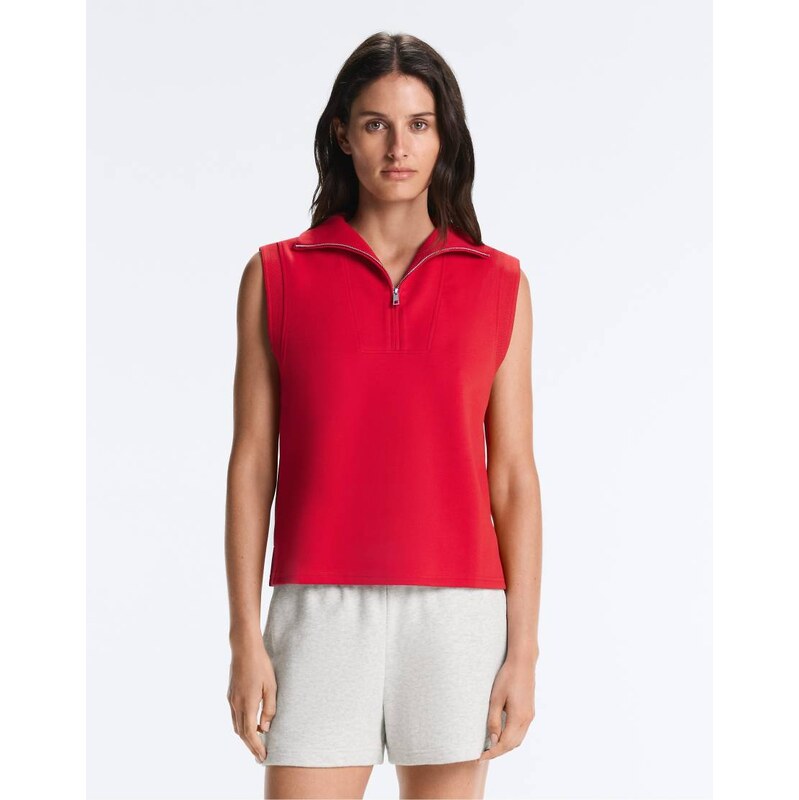 OYSHO Cotton piqué sleeveless vest in red