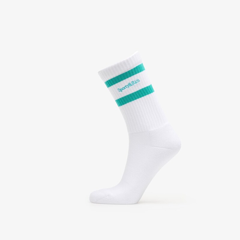 Ponožky Sporty & Rich Serif Logo Socks White/ Amalfi Green