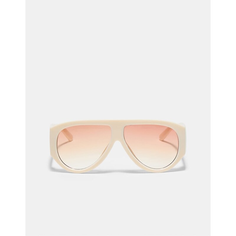 Stradivarius Resin sunglasses in ecru-White