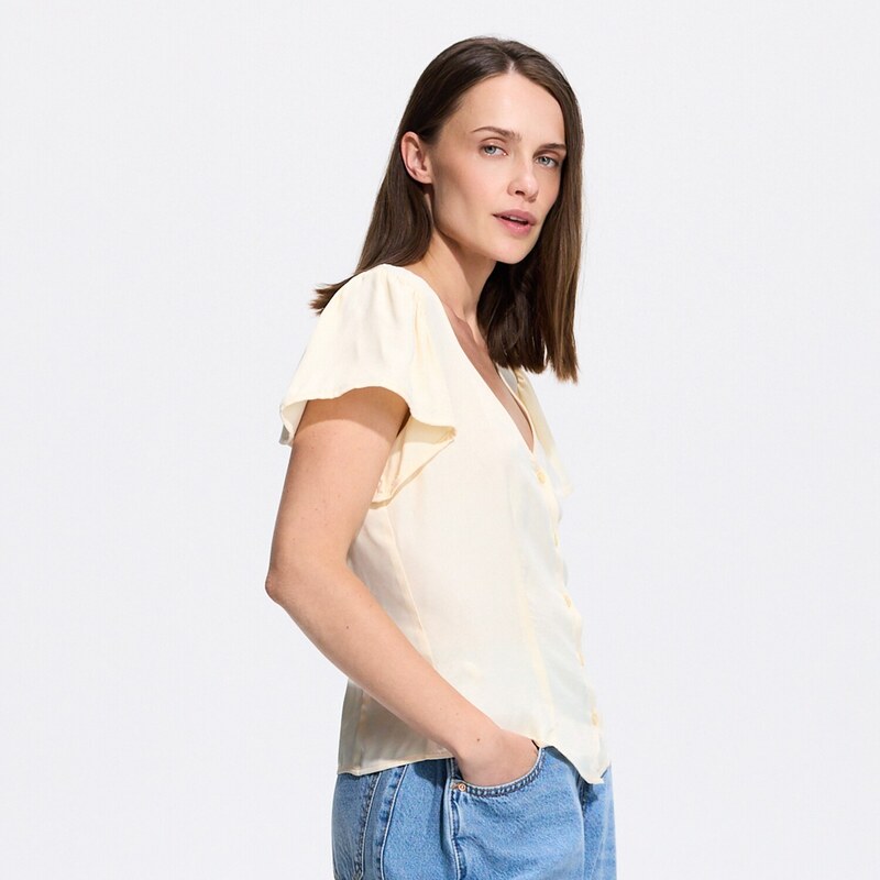 Reserved - Halenka s vázáním na zádech - světle žlutá