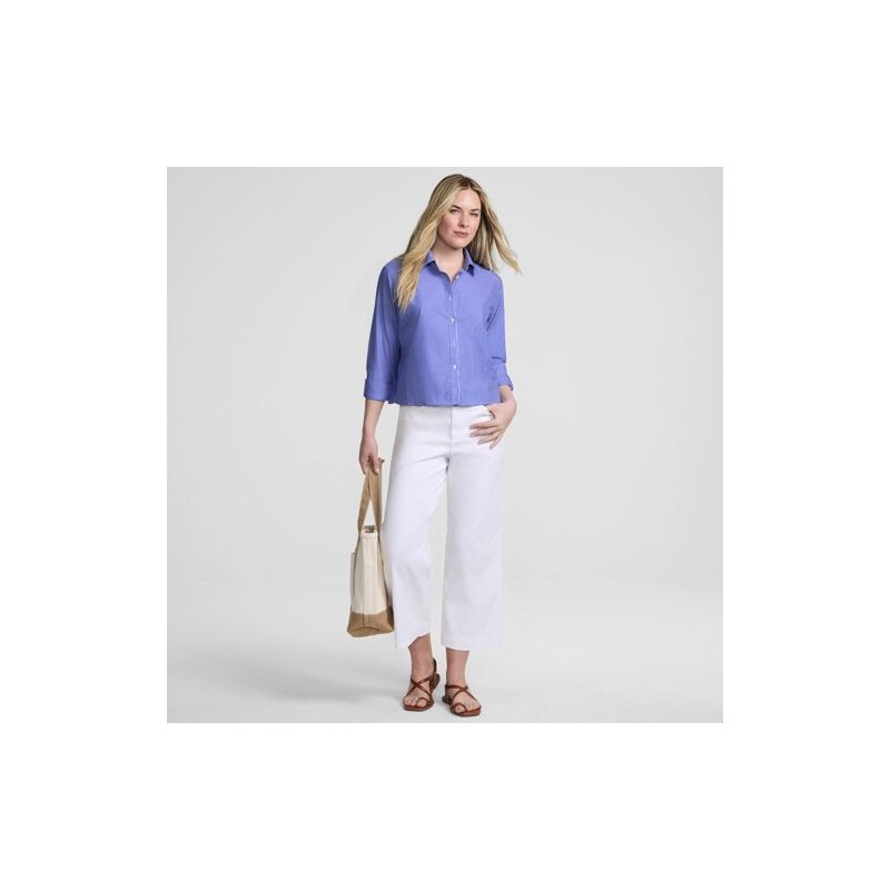Boxy Cropped Non-Iron Shirt, Women, size: M, regular, Blue,