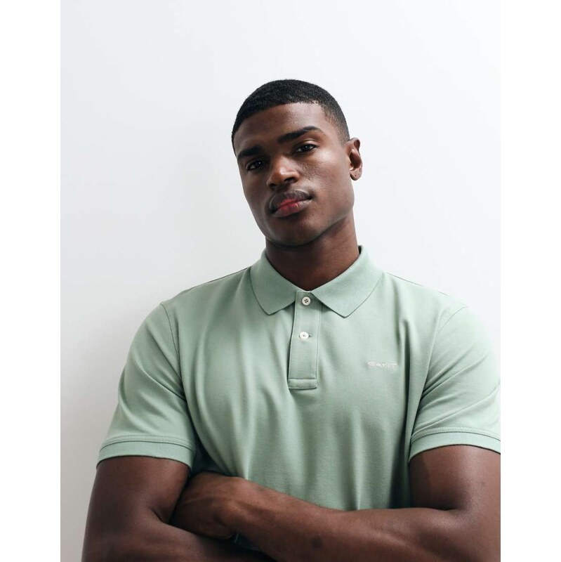Gant regular fit contrast pique polo in mint green