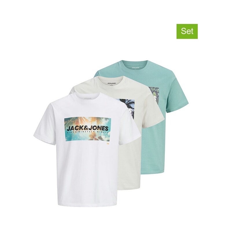 Tričko Jack & Jones Türkis/ Beige/ Weiß 7403446