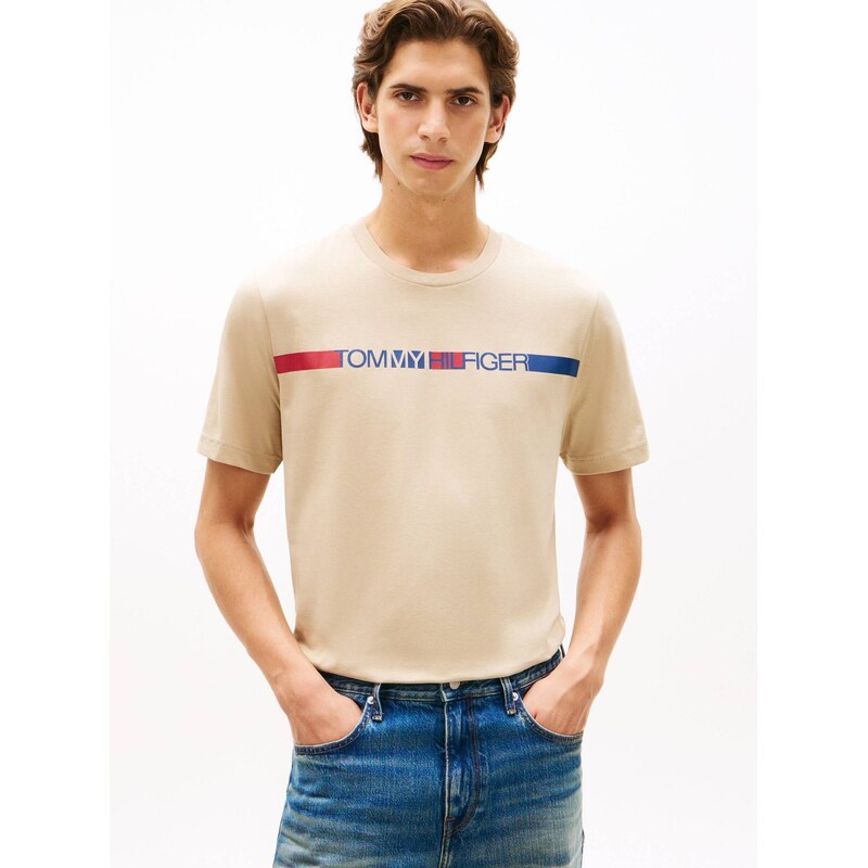 Tommy Hilfiger pánské béžové tričko
