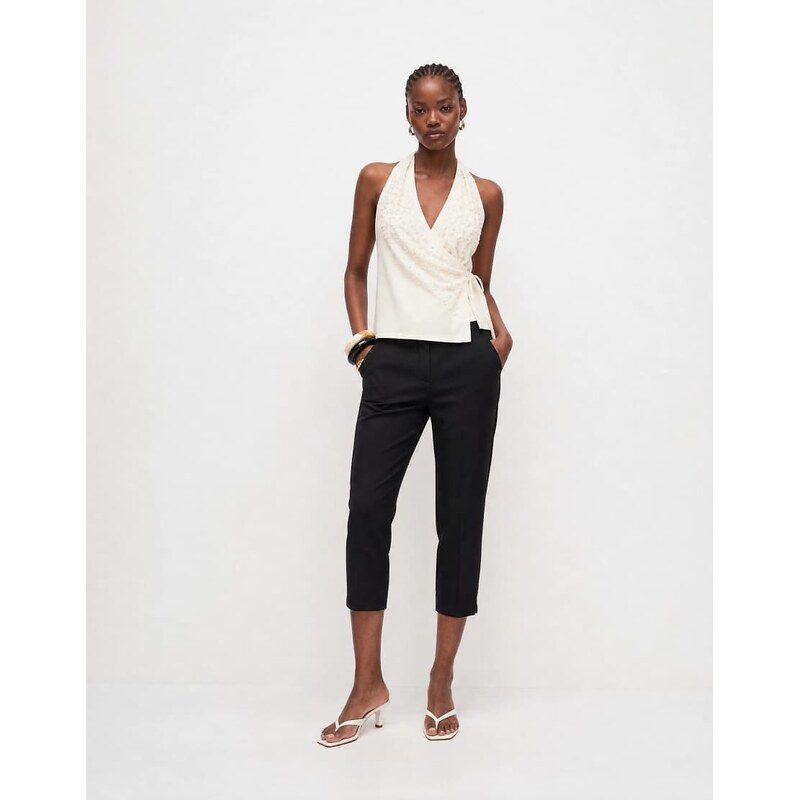 ASOS DESIGN tailored slim capri trousers in black