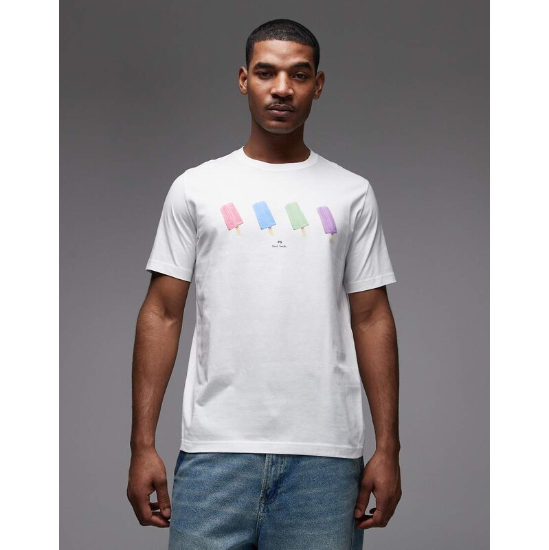PS Paul Smith ice lolly graphic casual fit t-shirt in white