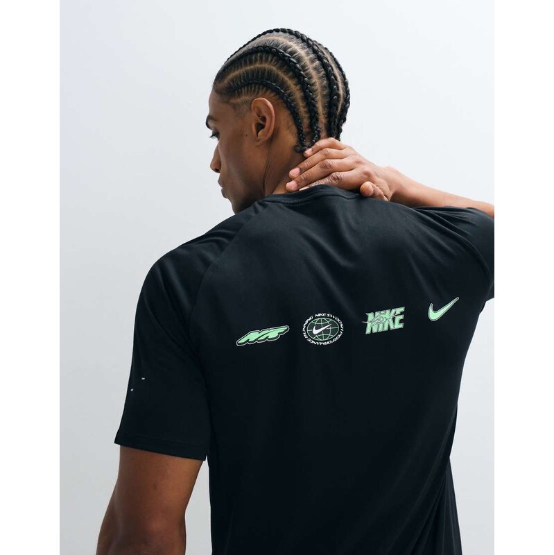 Nike Running Stride Dri-FIT graphic print t-shirt in black