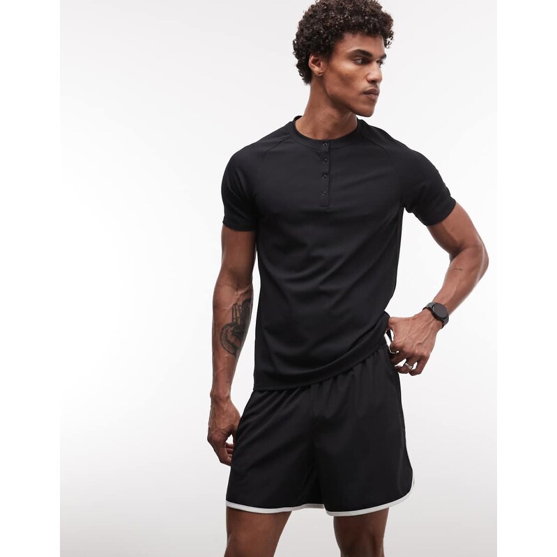 4505 lightweight performance waffle henley t-shirt with quick