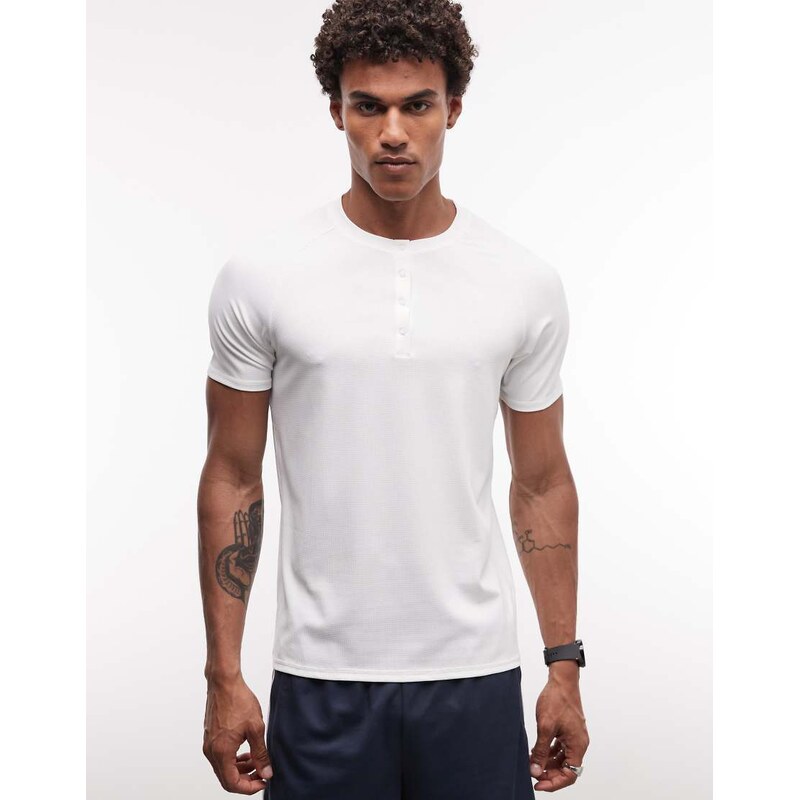 4505 lightweight performance waffle henley t-shirt with quick