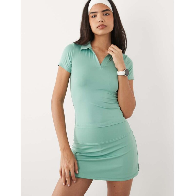 4505 active short sleeve tennis polo top in mint-Green