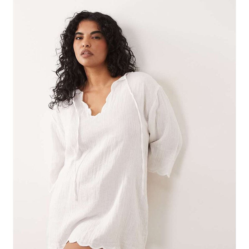 Esmee Curve mini dress beach cover up in white