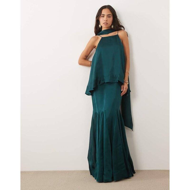 ASOS DESIGN layered tiered cami maxi dress with scarf detail in
