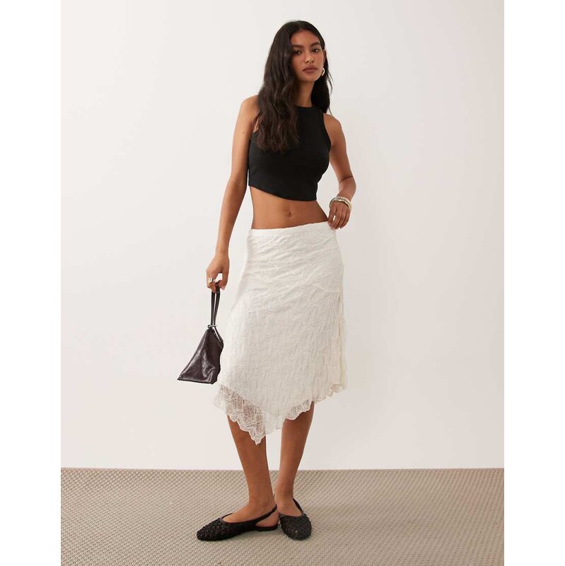 Cotton On sofia lace skirt in sand white