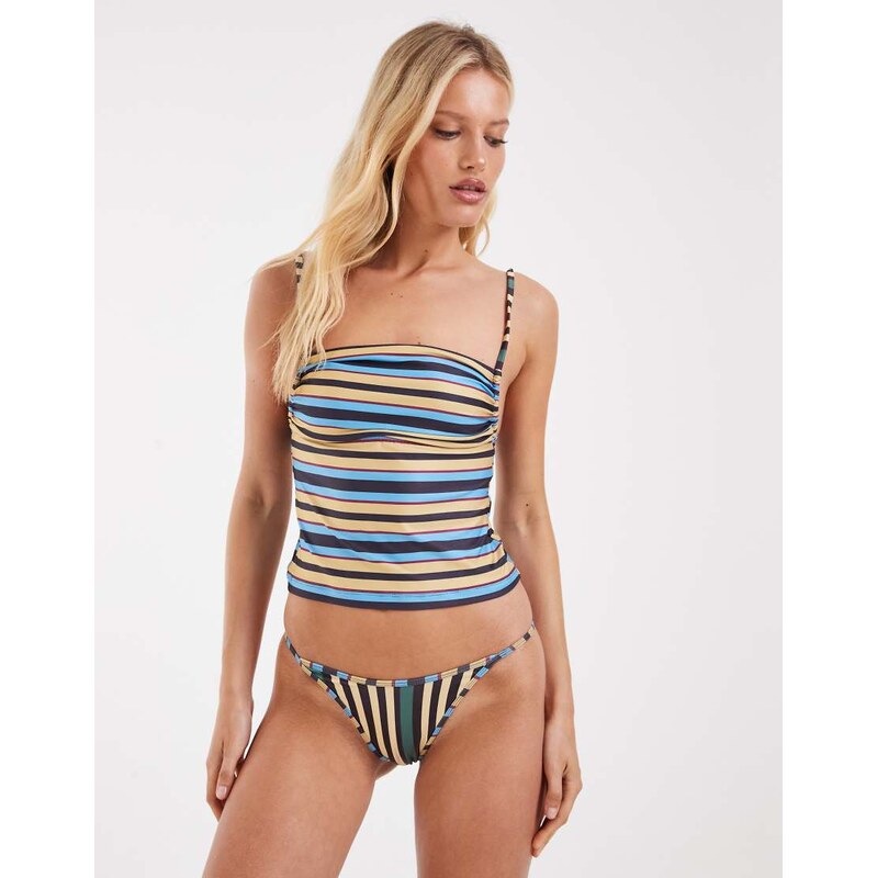 ASOS DESIGN Sammie tankini top in mix stripe-Multi
