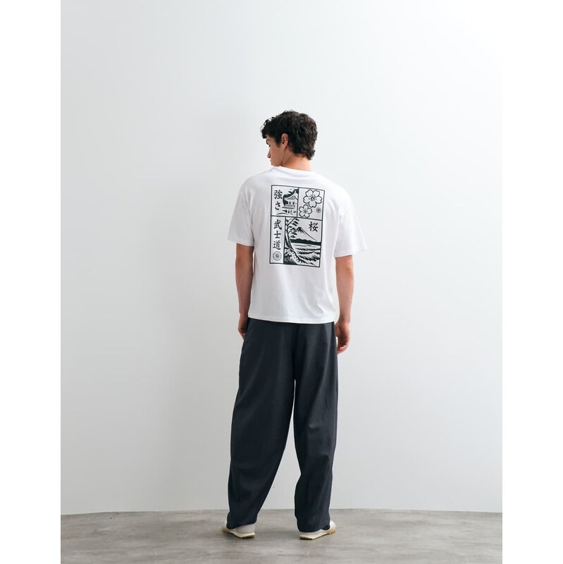 Jack & Jones japanese mountain backprint t-shirt in white