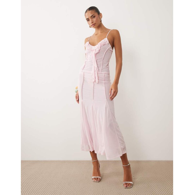 ASOS DESIGN co-ord stretch chiffon godet cropped midi skirt in