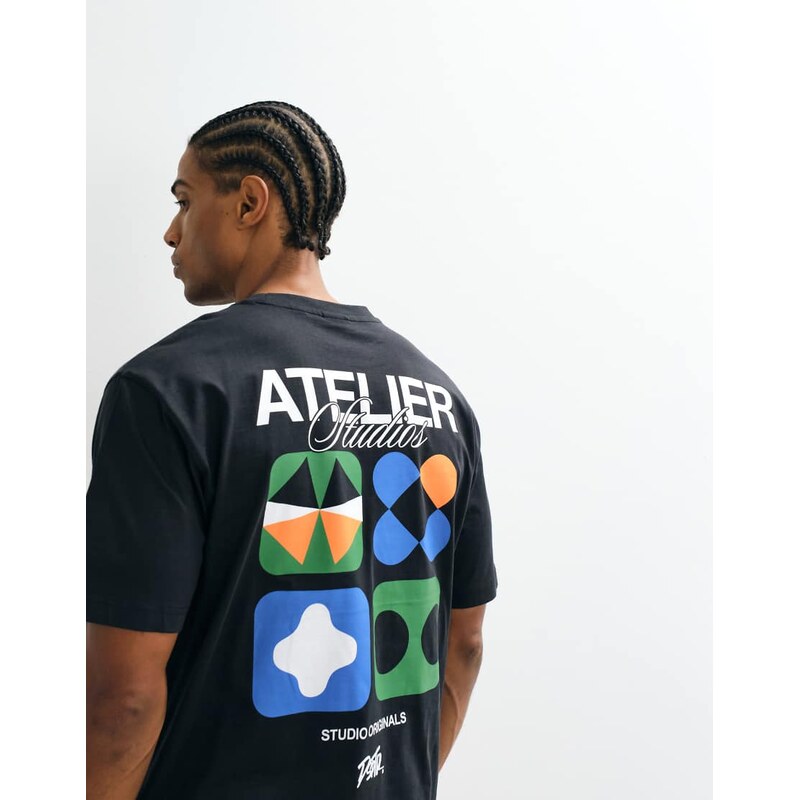 ONLY & SONS relaxed fit t-shirt with atelier back print in black