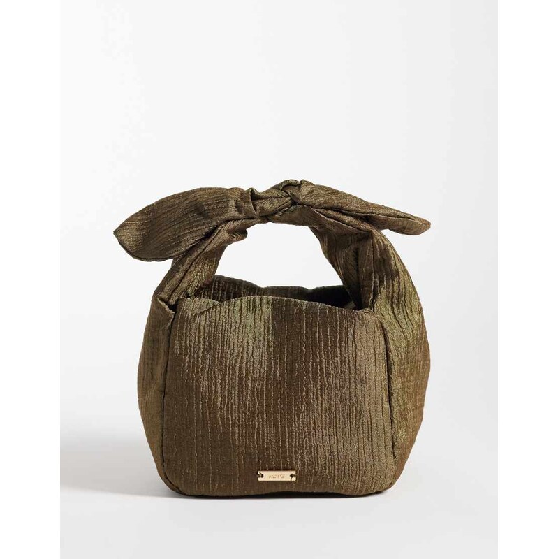 Mango tie detail handbag in moss-Green