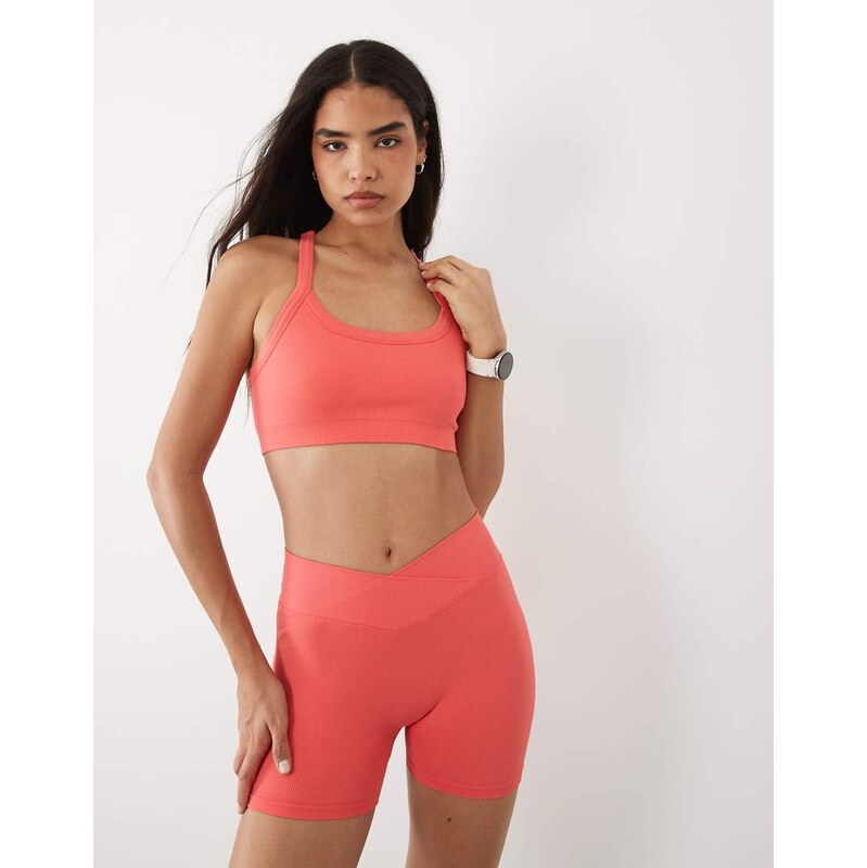 4505 seamless baby rib racer back sports bra with adjustable