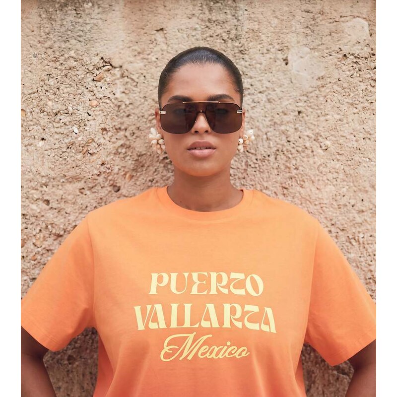 ASOS Curve ASOS DESIGN Curve boxy t-shirt with Puerto Vallarta
