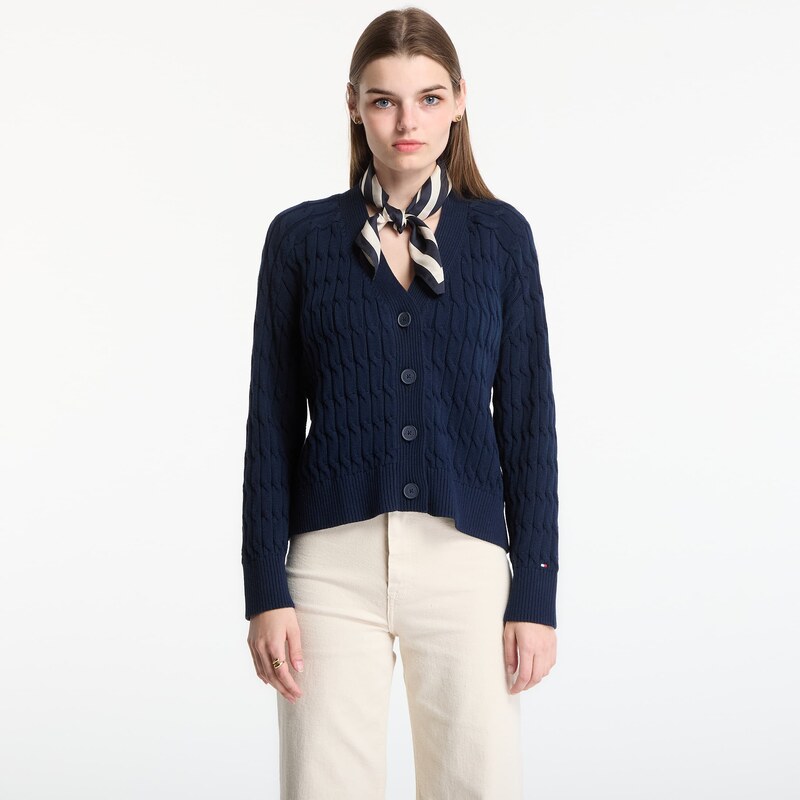 Svetr Tommy Hilfiger Mid Gg Cable V-Nk Ls Cardigan Dark Night