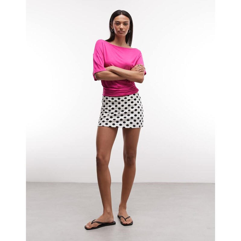 COLLUSION polkadot mini skort-White