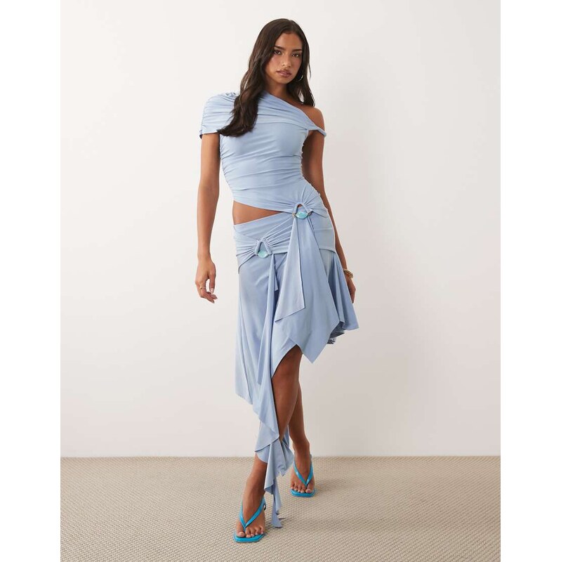 ASOS DESIGN co-ord slinky hanky hem midi skirt with hardware in
