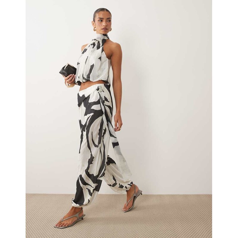 ASOS DESIGN co-ord volume balloon trousers with wrap front