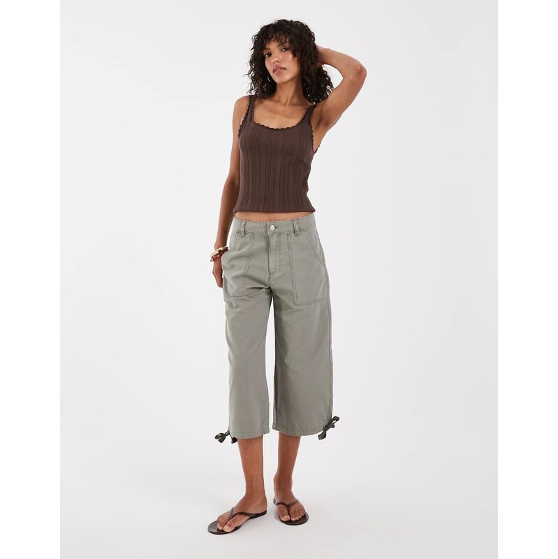ASOS DESIGN cargo longer short with pocket and tie detail in