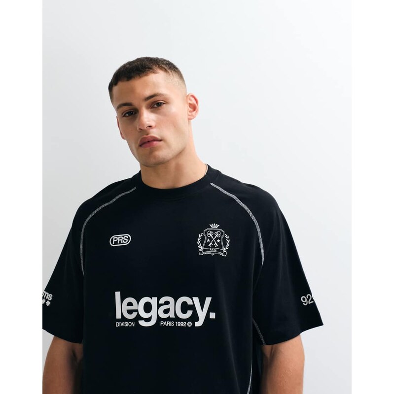 ASOS DESIGN oversized cut and sew t-shirt with football graphic