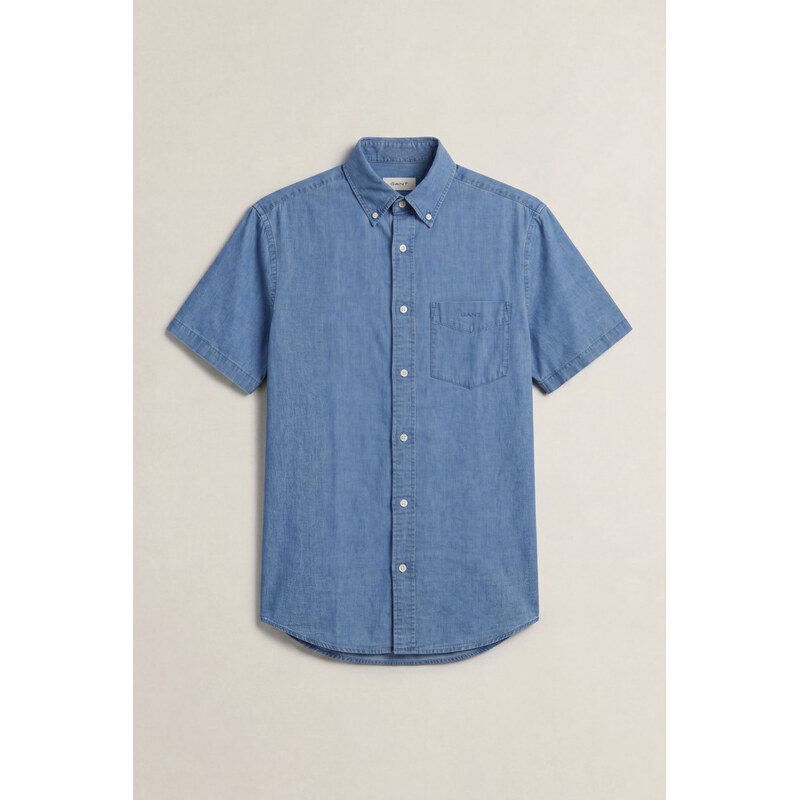 KOŠILE GANT REG COTTON/LINEN INDIGO SS SHIRT SEMI LIGHT BLUE