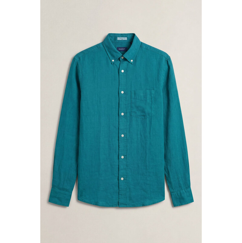 KOŠILE GANT REG GMNT DYED LINEN SHIRT AQUA BLUE