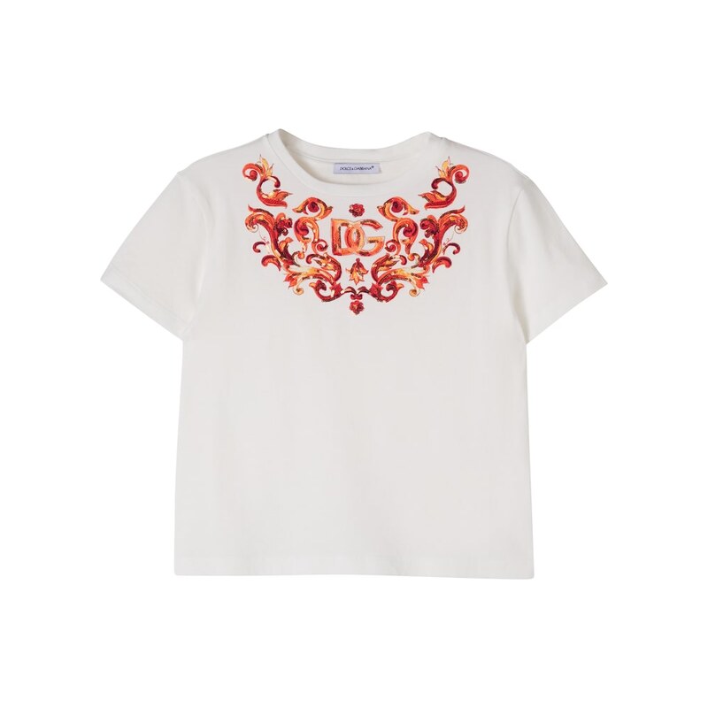 Dolce&Gabbana Kids DG Majolica cotton T-shirt