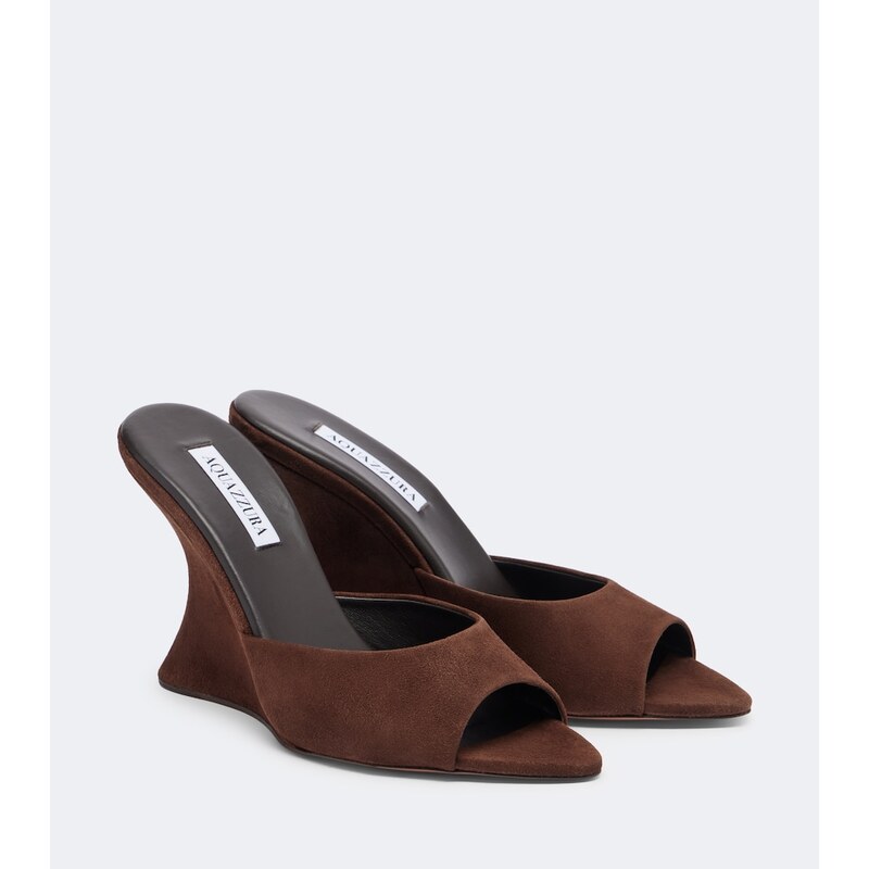 Aquazzura Bisous Wedge suede mules