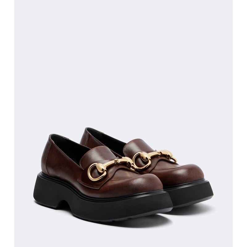 Gucci Brittany Horsebit leather platform loafers