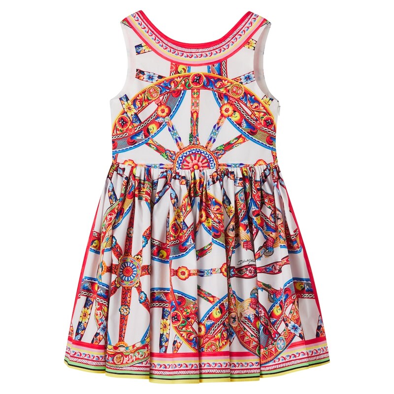 Dolce&Gabbana Kids Carretto printed cotton poplin dress