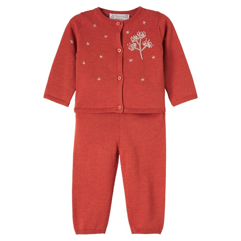 Bonpoint Baby Melnie wool and cotton cardigan and pants set