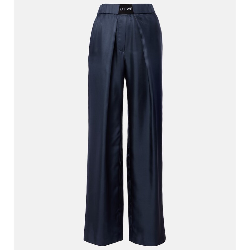 Loewe Logo silk wide-leg pants