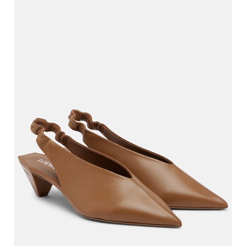 Loewe Origami leather slingback pumps