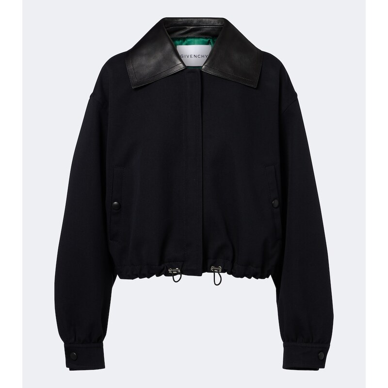 Givenchy Leather-trimmed cotton and wool jacket