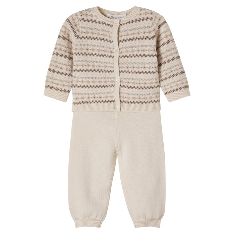 Bonpoint Baby Grifin wool and cotton cardigan and pants set