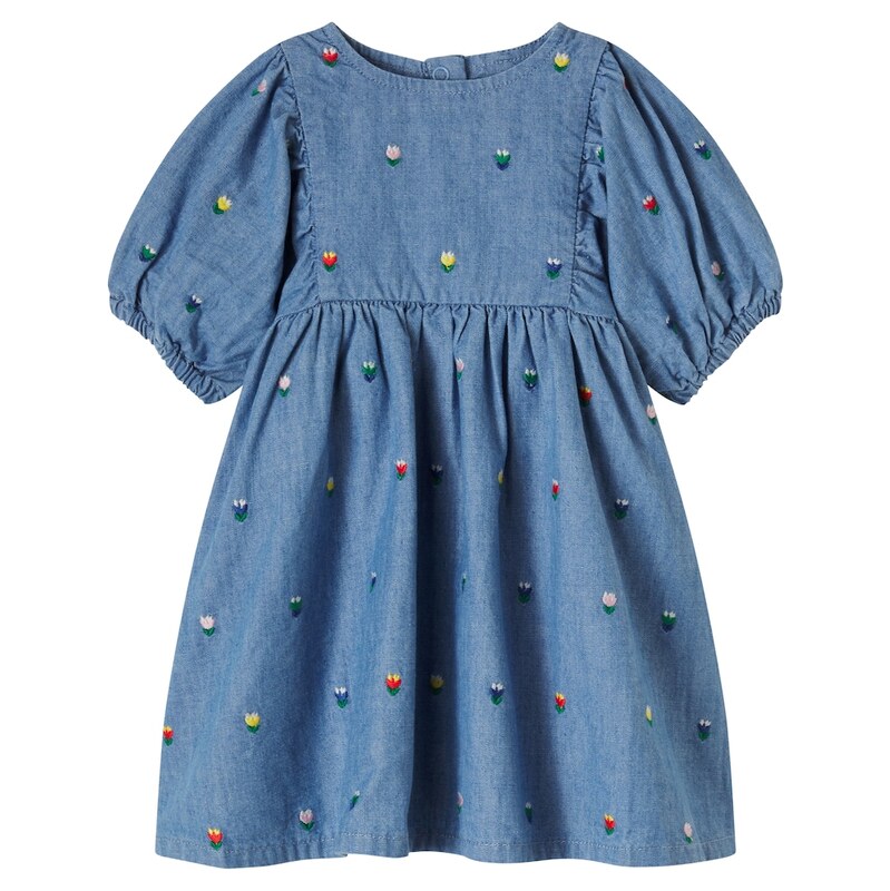 Stella McCartney Kids Baby embroidered puff-sleeve denim dress