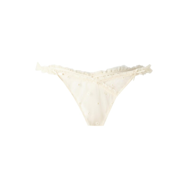 Hunkemöller Tanga Flora světle žlutá / bílá